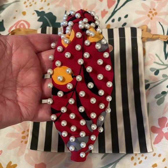 Lele Sadoughi Burgundy Lemon Headband with Pearls main image 6